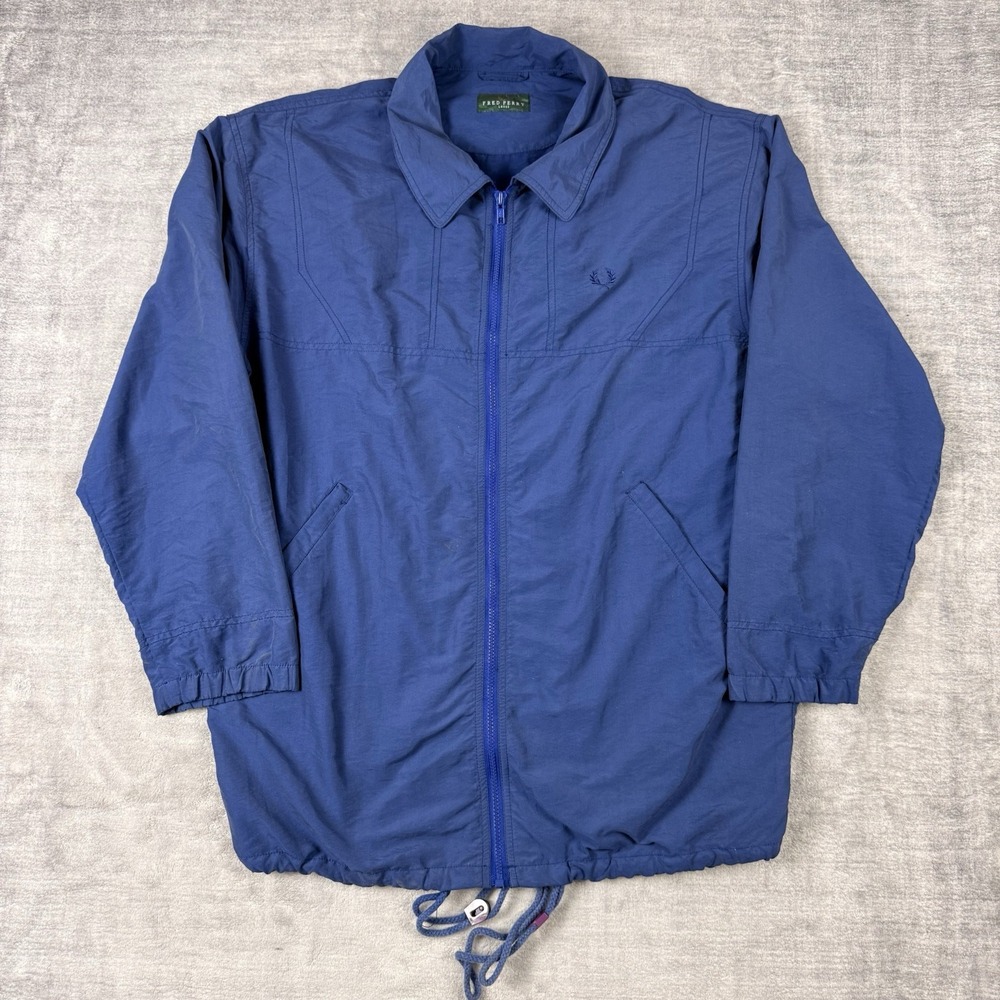 Fred Perry Jacket Mens Large Blue Vtg Y2K Embroidered Logo‎ Preppy Cinch Classic